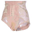 メンズガードルショーツ 男の娘 くびれ お腹 ハイウエスト 補正下着 花柄 レース 前開き コルセット お尻 腹部 穴あき コスプレ オトコの娘パンツ (ベージュ:ラウンド タイプ) 【送料無料】tak-h55
