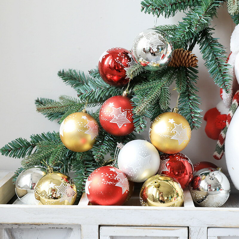乐天商城 - クリスマスツリー オーナメント クリスマスボール DIY 6cm 3色 18個セット スター キラキラ 飾り付け デコレーション 飾り ペンダント 部屋 装飾ボール