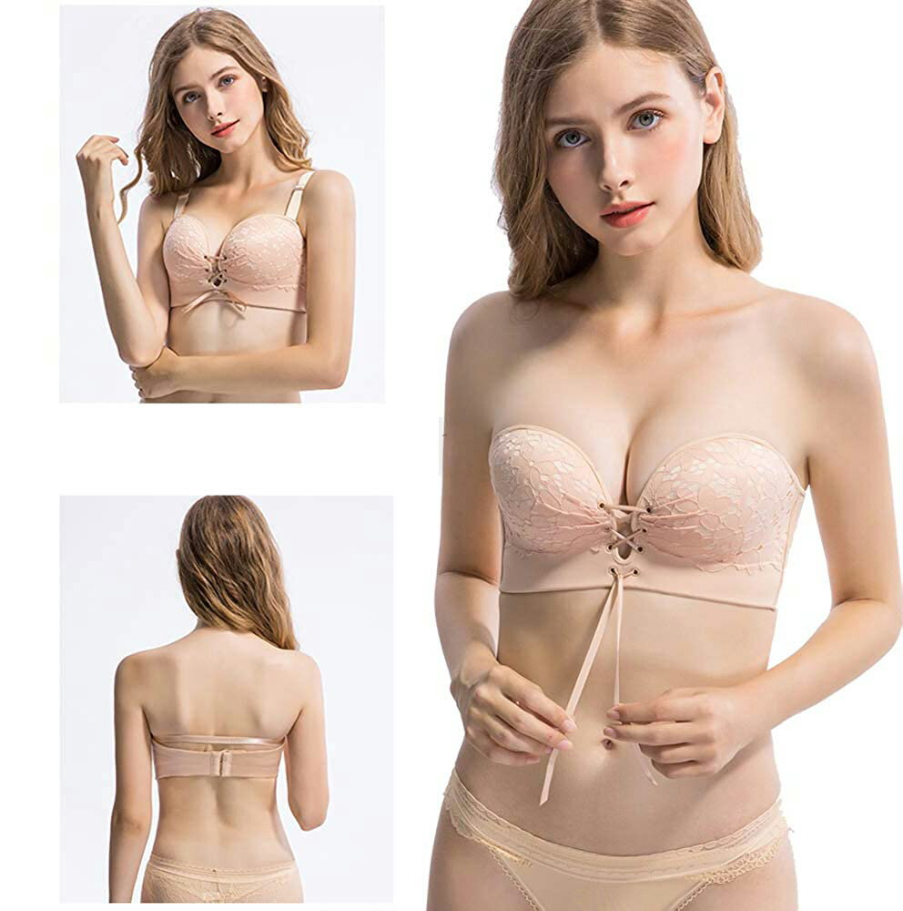 【2個セット】ずれにくい盛れるストラップレスブラ 紐なしブラ ストラップレス ブ...
