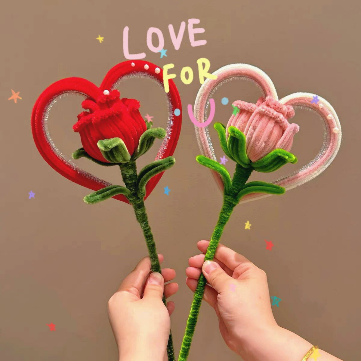 乐天商城 - 【完成品】 バラ 手芸モール 造花 枯れない花 手芸 モールフラワー モール花束 手作り 母の日 敬老の日 開店祝い 卒業式 女性 プレゼント バレンタインデー ホワイトデー お返し ぬいぐるみ花束 精巧 可愛い 誕生祝 結婚式 1本 2本 ハート型 花 モール フラワーモール
