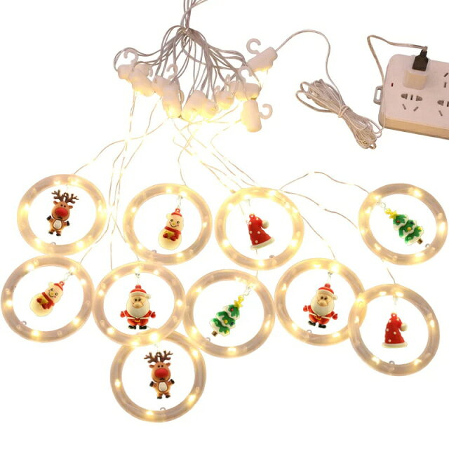 乐天商城 - クリスマス LED ストリングライト リング型 クリスマス飾りライト USB給電タイプ 3m LED100球 カーテンライト防水防雨仕様 クリスマスチャームアクセサリー スターライト10個付き