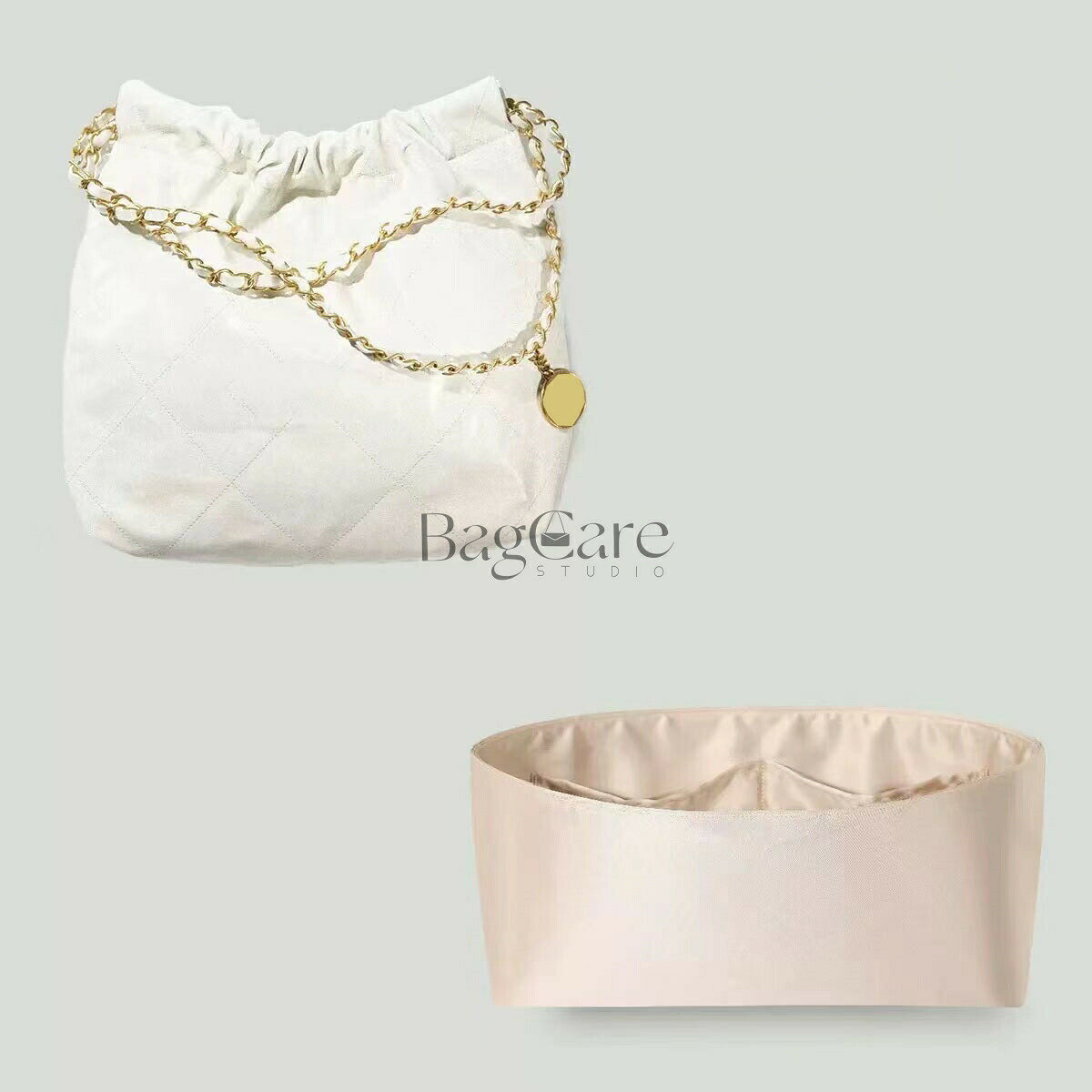乐天商城 - バッグインバック インナーバッグ Chanel 22 bag 高級絹 サテン トートバッグ用 カスタマイズ 定制 カスタマイズ BagCare