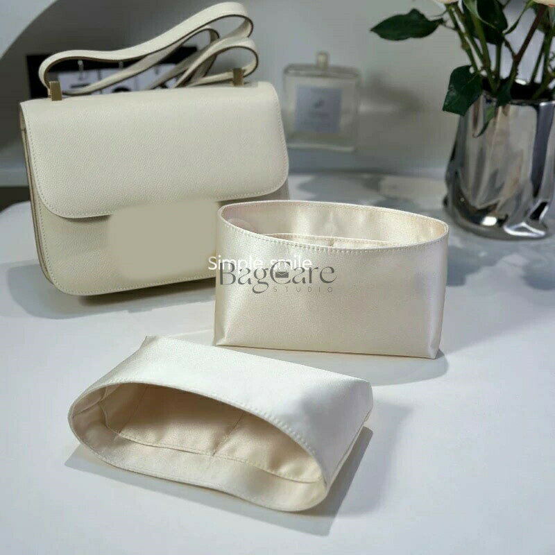 バッグインバッグ エルメス Hermes Constance19/24対応 インナーバッグ 高級シルク 軽量 自立 仕切り ..