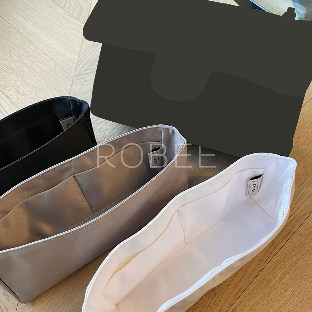 バッグインバッグ シャネルChanel CF 対応 軽量 自立 インナーバッグ チャック付き 高級シルク 小さめ ..