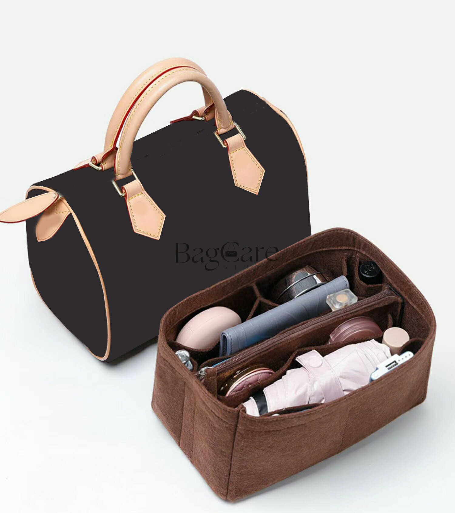 バッグインバッグ タイプ ルイヴィトン LV speedy対応 軽量 自立 インナーバッグ チャック付き 小さめ ..