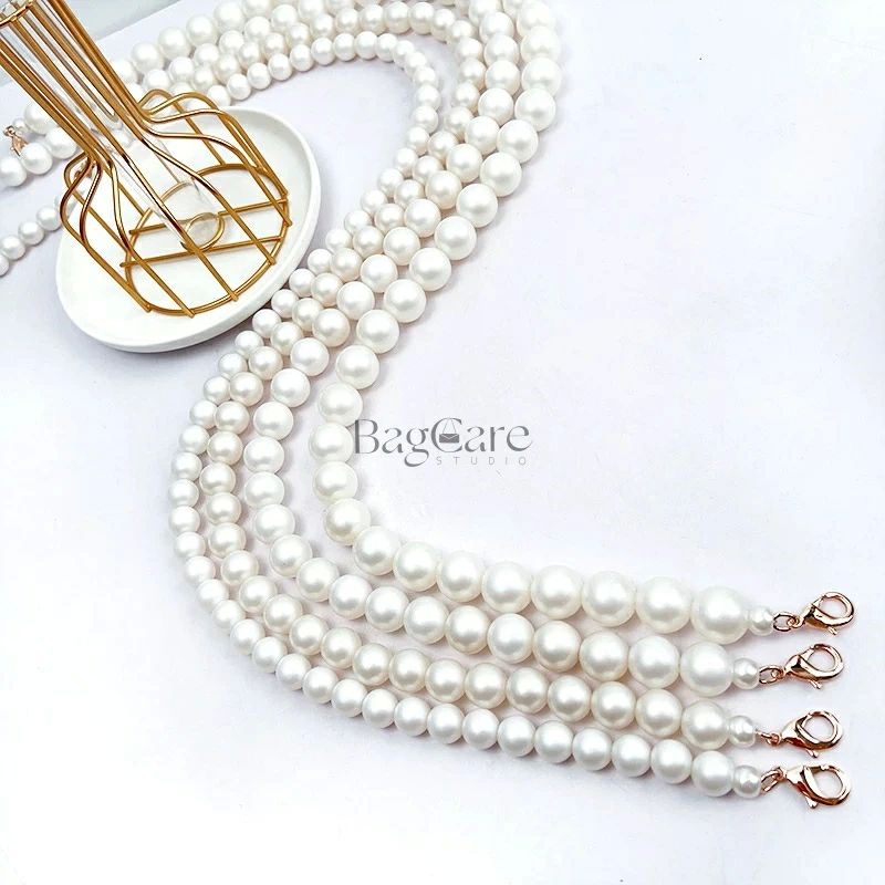 パールチェーン バッグハンドル パールハンドル パール チェーン ショルダーストラップ パールショルダー パールストラップ スマホショルダー スマホストラップ スマホ 携帯 バッグ 金具 真珠 小粒 大粒 真珠1.4~2.0cm 長さ60~120cm BagCare(4.0)