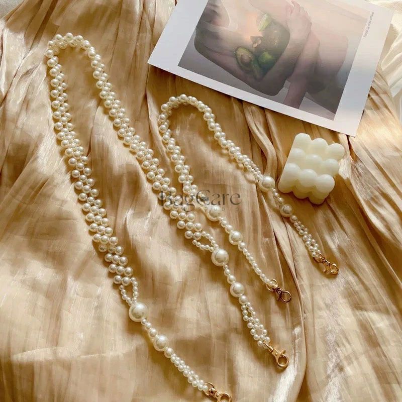 ＼MAX20★楽天スーパーSALE／パールチェーン バッグハンドル パールハンドル パール チェーン ショルダーストラップ パールショルダー パールストラップ スマホショルダー スマホストラップ スマホ 携帯 バッグ 金具 真珠 小粒 大粒 長さ60~120cm BagCare