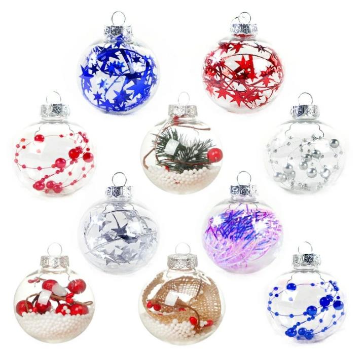 6cm 装飾品ボール 8個セットクリスマスボール ツリー飾り クリスマス装飾品ボール 透明 樹脂製 プラスチックボール （デザインランダム） 2