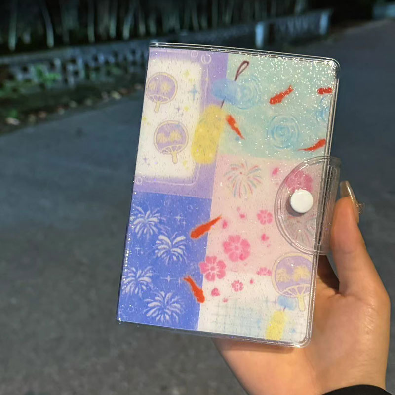 シール帳 バインダー 透明 クリア キラキラ 花火 夏祭り A7/M5 女の子 手帳 シール...