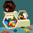 「2枚セット」六角形パズルゲーム ジオメトリシェイプ おもちゃ 木製の頭の体操、赤ちゃん幼児の子供のための教育ギフト(カラー+原木色)
