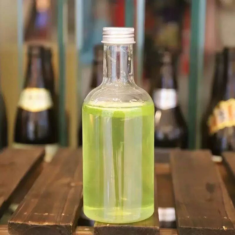 乐天商城 - ドリンクボトル 透明 ビール瓶形状 フタ付き 20個 250ml 350ml 500ml おしゃれ 可愛い タピオカ ボトル プラカップ 飲み物 チーズティー バナナジュース クリアボトル プラスチックボトル PET 保存容器 クマ（フタの穴なし）