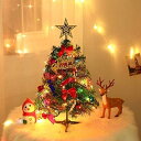 クリスマスツリー 卓上 ミニ ツリー LEDライト付き かわいい クリスマス 飾り 電飾付き クリスマスグッズ 用品 クリスマスプレゼント 50cm 組立式 (50CM 彩色ライト)