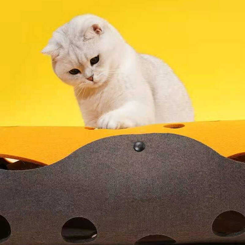 Monusoの猫のトンネル フェルト 猫 トンネル ペット用品 おもちゃ キャットトンネル 折りたたみ式 厚さ3mm 30*60cm 一人遊び 猫遊び 猫遊び用品 猫のお好み｜アングル3