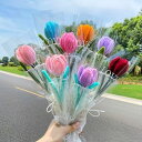 【完成品】 チューリップ 手芸モール 造花 枯れない花 手芸 モールフラワー 手作り 母の日 敬老の日 開店祝い 卒業式 女性 プレゼント バレンタインデー ホワイトデー お返し ぬいぐるみ花束 精巧 可愛い 誕生祝 結婚式