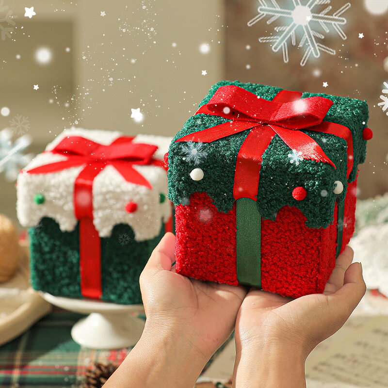 クリスマスオーナメント 収納カゴ ギフトボックス リボン 卓上 飾り 装飾 装飾品 クリスマス飾り 収納..