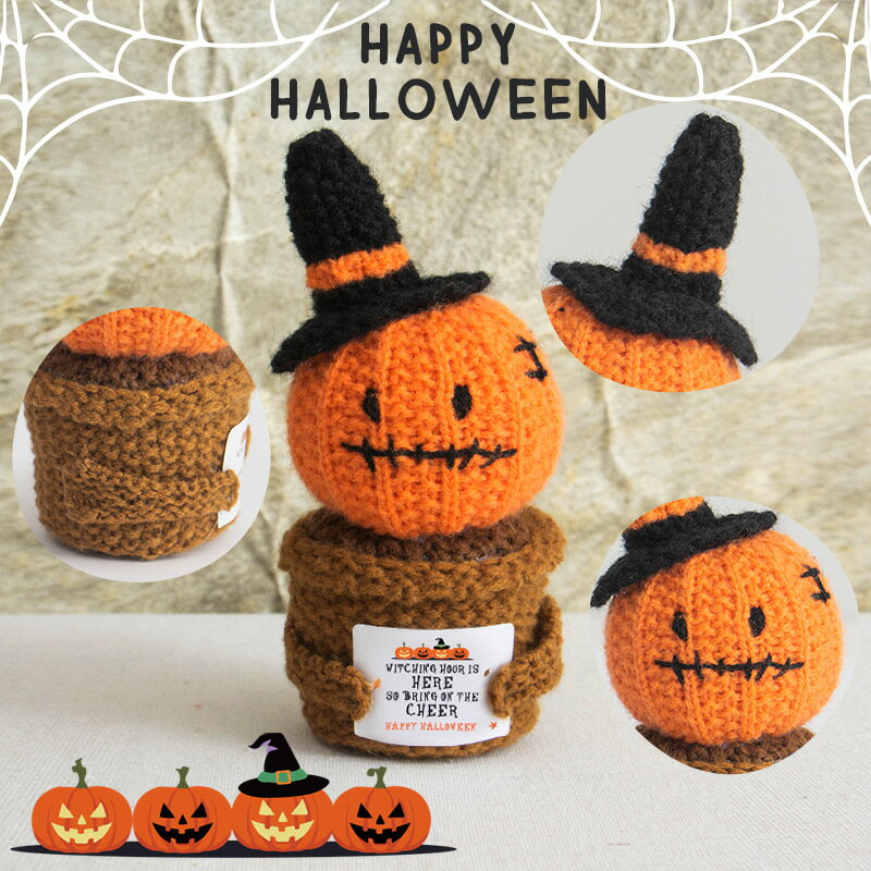 乐天商城 - ハロウィン 手編み 人形 飾り ミニ かわいい 盆栽 毛糸 手芸ギフト インテリア デコレーション 卓上 装飾品 贈り物 編み物 置物 誕生日