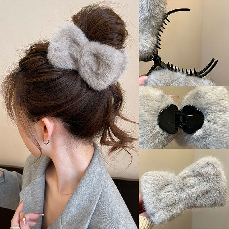 乐天商城 - お団子ヘア用ヘアクリップ リボン 髪留め ヘアクリップ ヘアピン 髪飾り かわいい ふわふわ ヘアアクセサリー クリップ 女の子 秋冬 子供 女性 おしゃれ プレゼント
