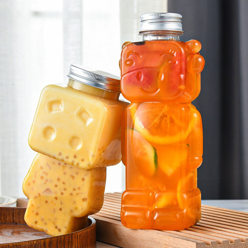 乐天商城 - 20/40個セット ドリンクボトル 500ml フタ付き かわいい ボトル 牛 透明 ドリンク カップ プラカップ 透明カップ プラコップ 飲み物 コップ タピオカボトル チーズティー バナナジュース おしゃれ