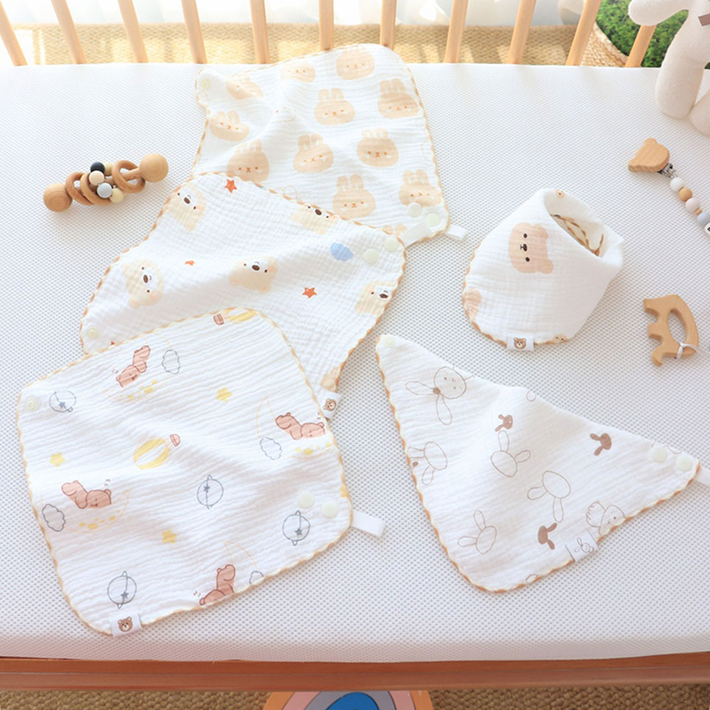 よだれかけ ベビー スタイ 赤ちゃん 子供用 三角巾 綿 コットン 夏用 通気性 洗える かわいい 男の子 女の子 食事 ミニ 26×26cm 3枚セット