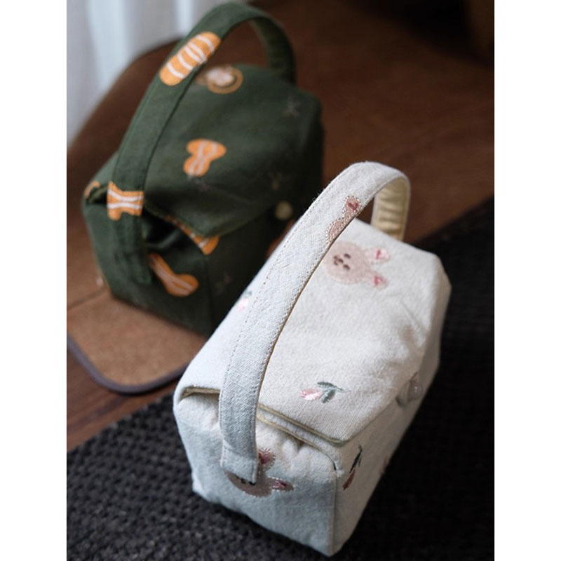 茶器収納袋 綿麻 ティーポット 14.5*9cm 収納バッグ 手提げ ウサギ ポータブル 屋外 旅行 ティー 小物..