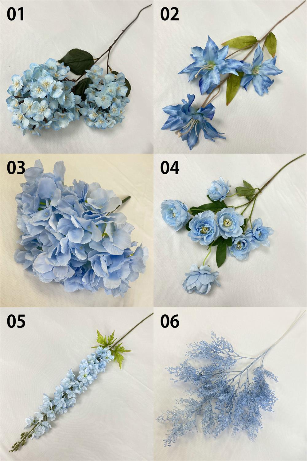 10本セット 造花 さまざまな花 ブルー系 青 雰囲気 花束 フラワー 枯れない花 バラ...