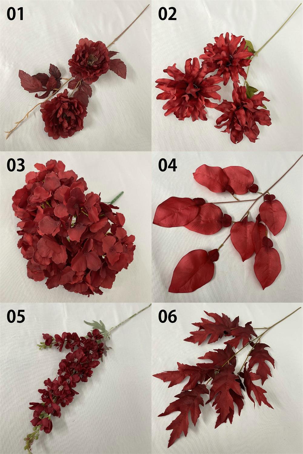 10本セット 造花 さまざまな花 レッド系 赤 雰囲気 花束 フラワー 枯れない花 バラ...