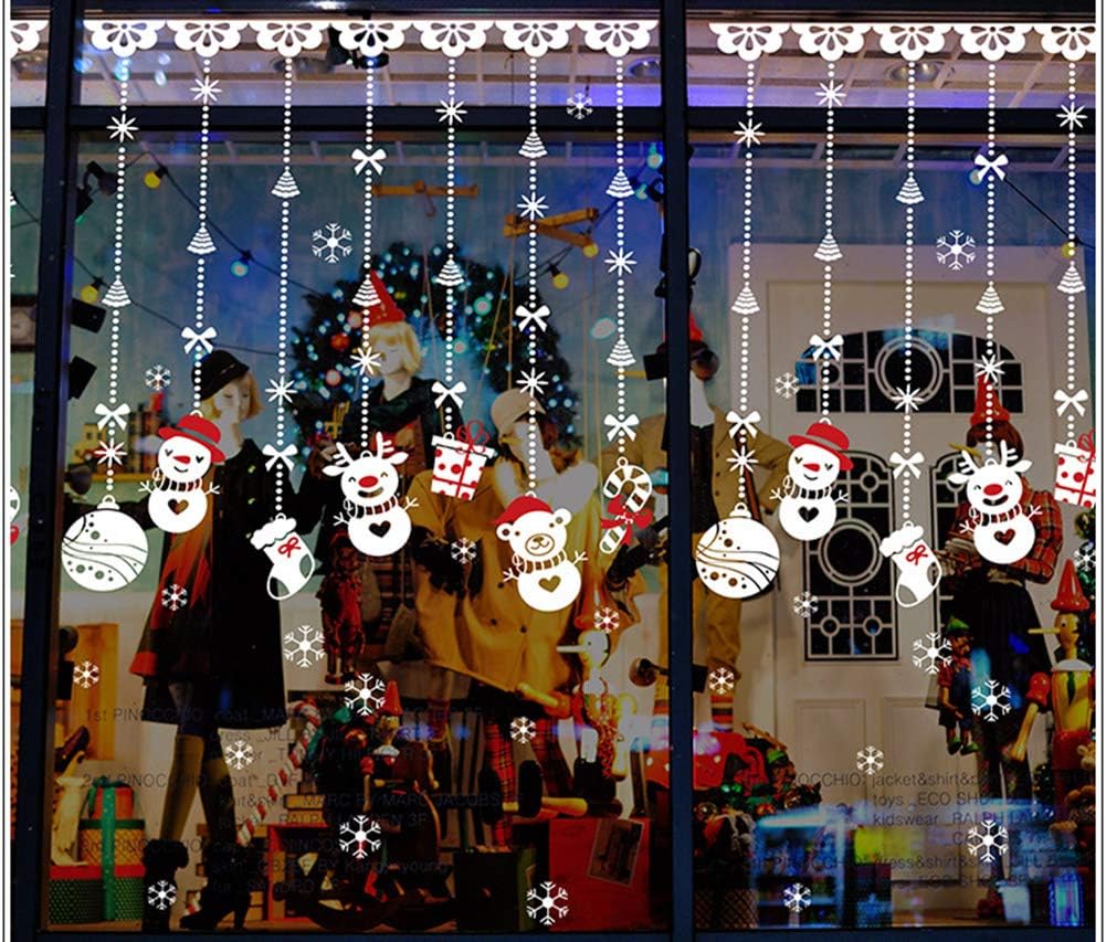 クリスマス ステッカー 窓 静電ステッカー 飾り サンタクロース クリスマスツリー 雪だるま 白鹿 DIYドアと窓の壁画ステッカー 動くことができる インテリア