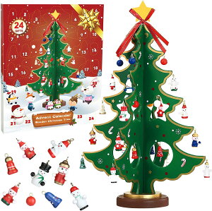 アドベントカレンダー 2023 クリスマスツリー 卓上 木製 クリスマス オーナメント 飾り 置物 飾り付け 装飾 装飾 クリスマスプレゼント 子供 おもちゃ クリスマス カレンダー クリスマスギフト 贈り物