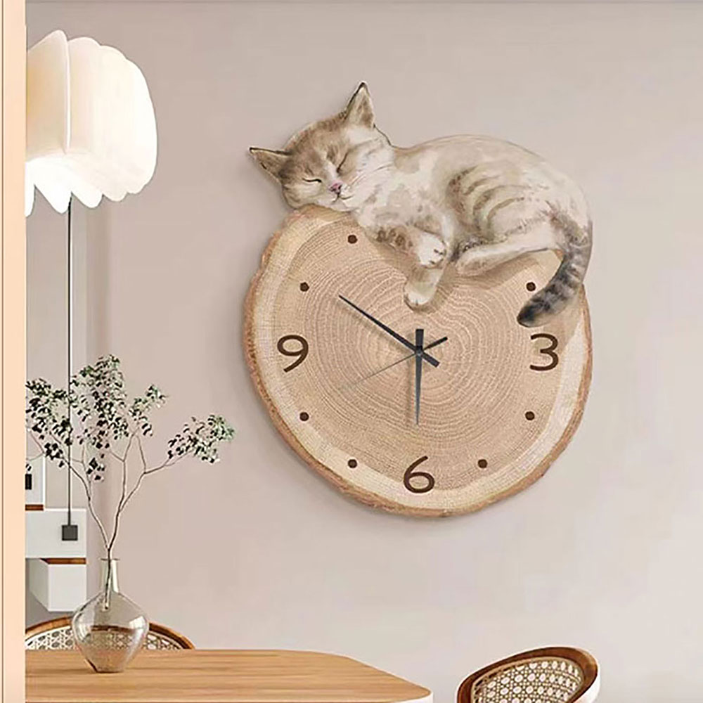 【在庫一掃】壁時計 壁掛け時計 部屋飾り 北欧風 猫 壁掛け アイデア時計 テーブル掛け 猫の掛け時計 ..