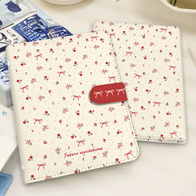 シール帳 バインダー A5 6穴 花 フォトアルバム バインダーカバー はがせる 手帳 女の子 かわいい 大きめ シール台紙 シール収納 コラージュノート シールバインダー ノート メモ帳 手帳型 トレカ収納 収納アルバム 推し 推し活グッズ おしゃれ リフィル10/20枚付き