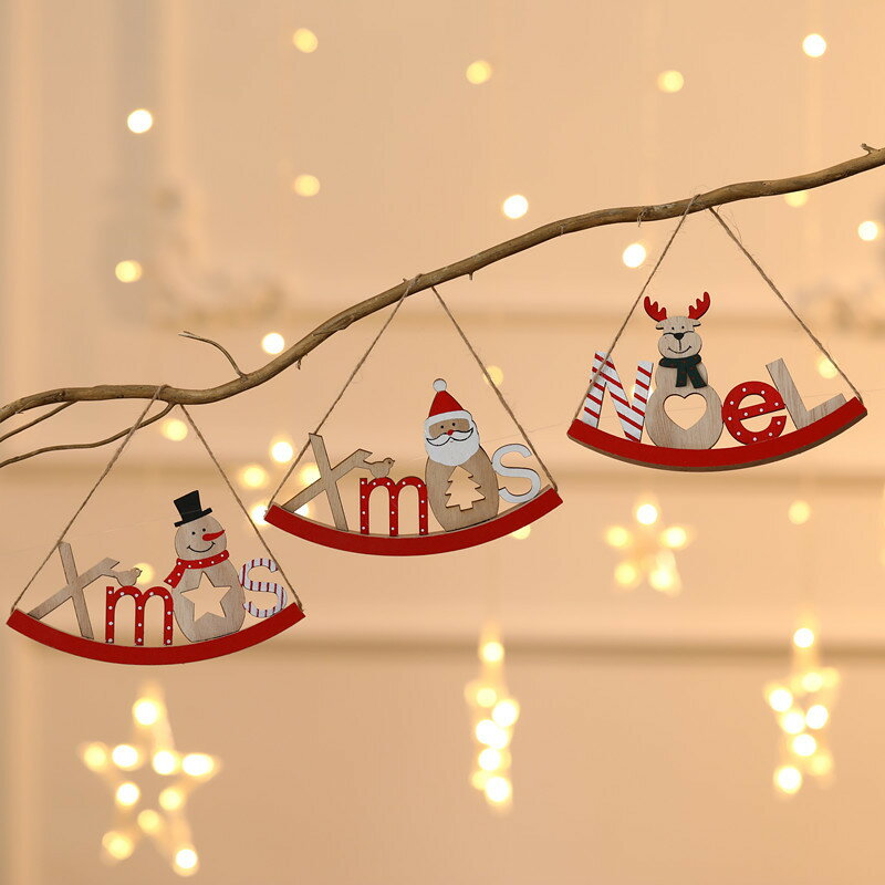 クリスマス ツリー飾り 木製 3個セット 16*9.5cm 31g サンタ スーノーマン トナカイ 糸付き クリスマスツリー装飾品 かわいい クリスマス 吊り装飾 雰囲気 パーティー 部屋