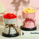 ソープフラワー バラ花束 ガラスケース 造花 フラワー 枯れない花 ローズ花束 電池式 ギフトケース+ledライト+カード付き 女性 彼女 プレゼント人気 誕生祝 記念日 バレンタイン 結婚祝い 卒業