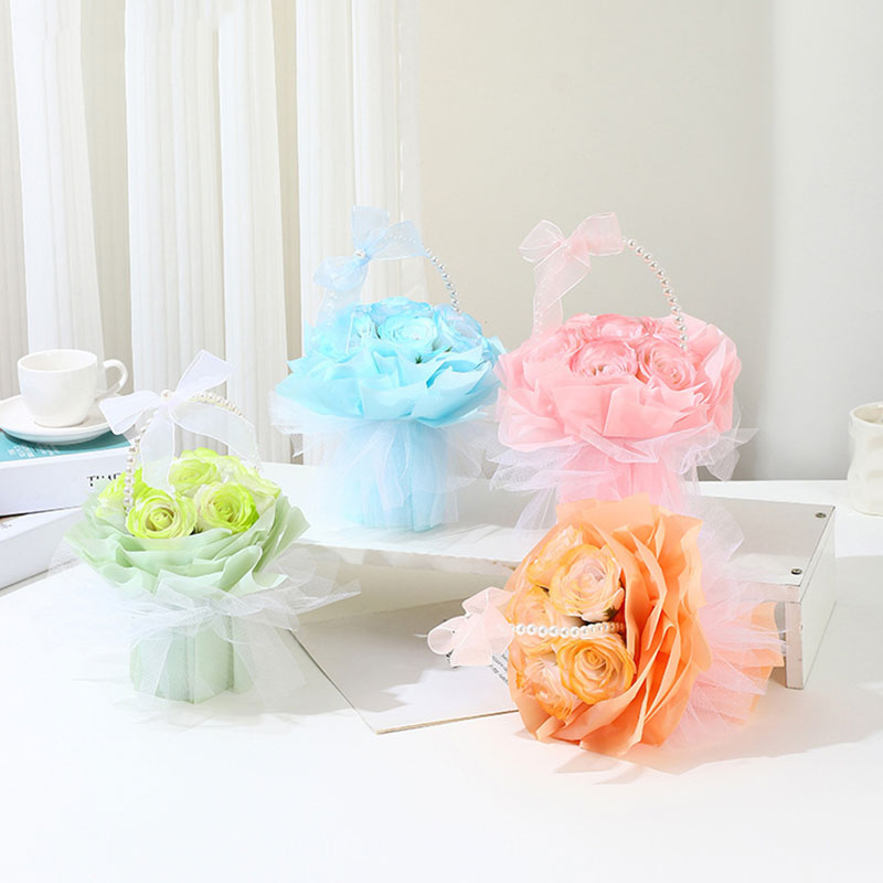 ソープフラワー バラ花束 造花 フラワー 枯れない花 ローズ花束 手提げ付き 女性 彼女 プレゼント人気 誕生祝 記念日 バレンタイン 結婚祝い 卒業