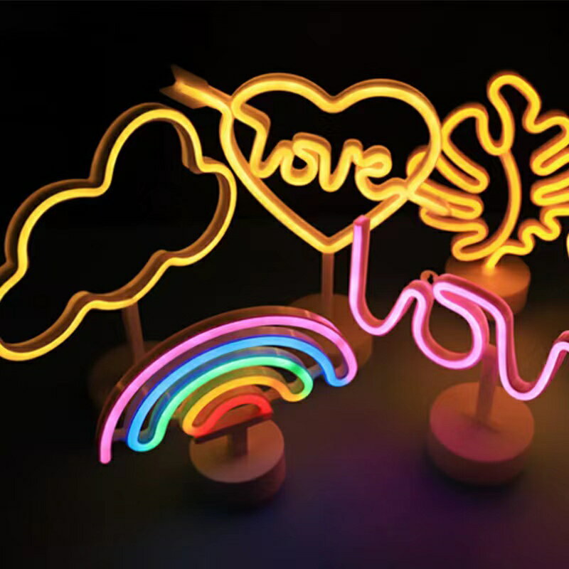 乐天商城 - ネオンサイン ネオンライト ネオンLEDライト インテリア 室内装飾 台座付き USB/電池式両用ライト 部屋寝室室内 雰囲気作り 結婚式 クリスマス プレゼント