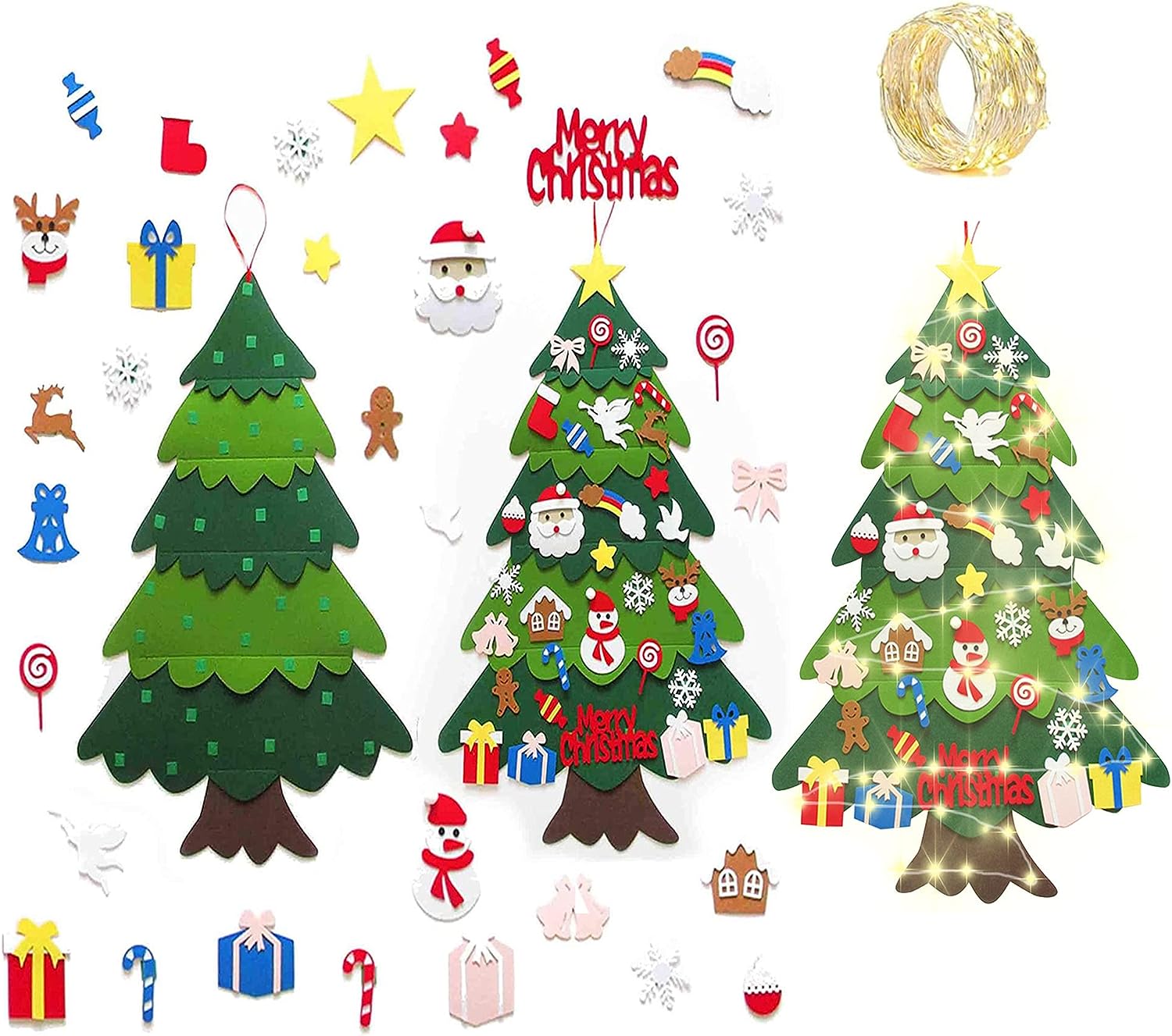 クリスマス 飾り 壁掛け フェルトクリスマスツリー 装飾品 クリスマス飾り物入りセット 部屋 クリスマス 壁掛け 飾り 玄関 クリスマス デコレーション クリスマス飾り 手作り (32pcs)