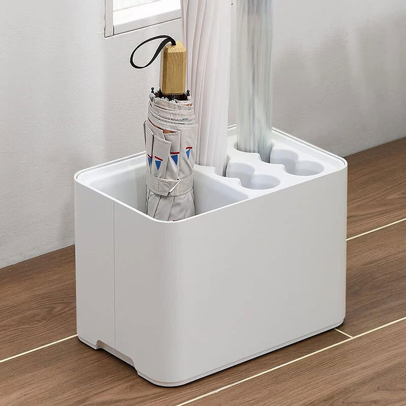 傘立て 10本挿し アンブレラスタンド 傘入れ 傘収納 水受け皿着脱可能 コンパクト 玄関収納 屋内用 26.5*18*18cm ホワイト