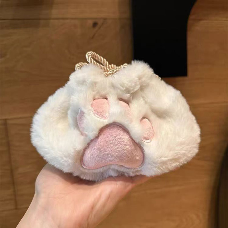 乐天商城 - ポーチ モコモコ ねこ ふわふわ 巾着袋 かわいい 化粧ポーチ 収納 室内 室外 バッグインバッグ インナーバッグ 整理 小物入れ 秋 冬 バッグ 内部 底 汚れ防止