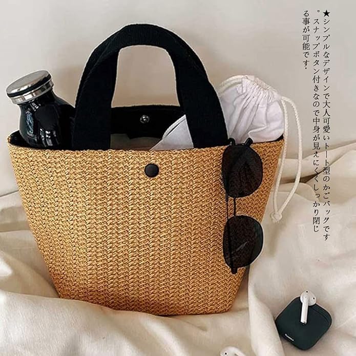 乐天商城 - トートバッグ かごバッグ レディース ハンドバッグ 草編み レジャーバッグ シンプル かばん 手提げ ハンドバッグ おしゃれ 小型 カジュアル 軽量 ビーチバッグ 通勤 お出かけ プレゼント