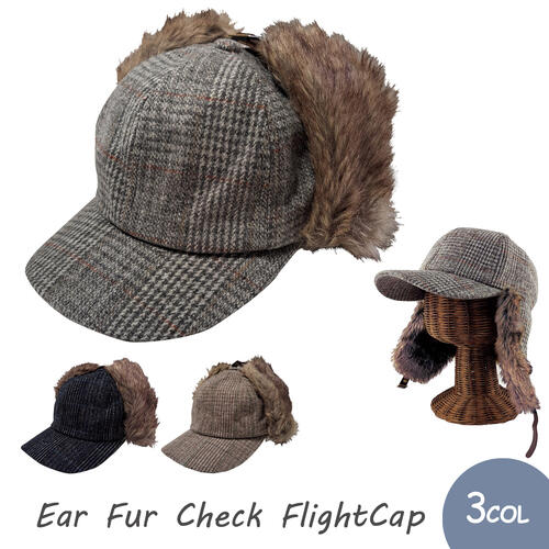 ＼セール在庫限り／【 Ear Fur Check FlightCap 】≪送料無料メール便≫ 帽子 耳あて付 メンズ レディース パイロット …