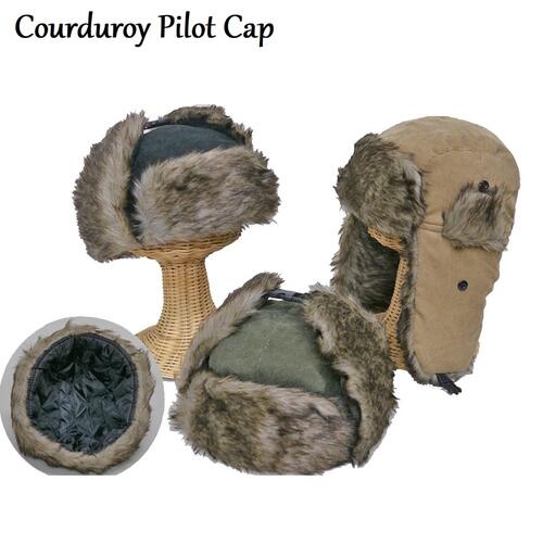 《ランキング受賞》コーデュロイ パイロットキャップ【 送料無料 メール便 】 帽子 耳当て付き Corduroy Aviator Cap キャップ メンズ レディース フライトキャップ アビエイター 防寒 飛行帽 ファー ボア 秋冬 ふわふわ あったか おしゃれ 人気 楽天