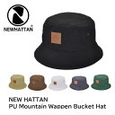 【ニューハッタン PU マウンテン ワッペン バケットハット 】 帽子 Bucket Hat バケット ハット 人気 おしゃれ HAT 大きい メンズ レディー...