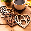 ★ P3倍 マラソン期間限定 ★ コースター 4枚セット 木製 4種から選べるデザイン ハート形 約9cm 加賀コースター メープル ウォールナット 国産MDF...