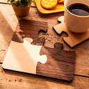 ★ P3倍 マラソン期間限定 ★ コースター 4枚セット 木製 可愛らしいジグソーパズルデザイン 約9cm 加賀コースター メープル ウォールナット MDF お...