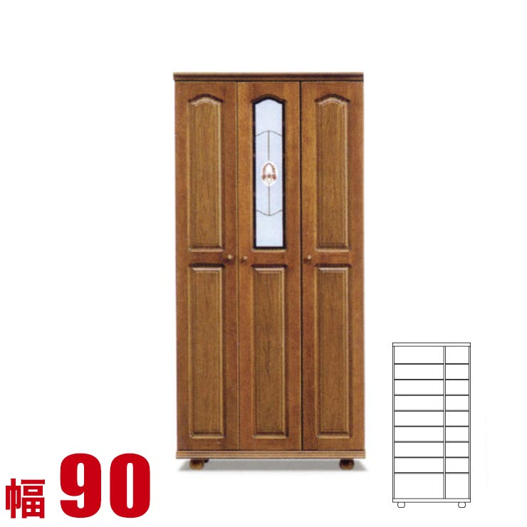 ★10%OFF★ 下駄箱 大川家具 シューズボックス ベルフラワー ハイタイプ 幅90cm 完成品 日本製