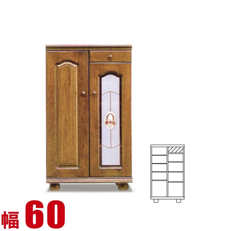 Rakuten - ★10%OFF★ 下駄箱 大川家具 シューズボックス ベルフラワー ロータイプ 幅60cm 完成品 日本製 スリム