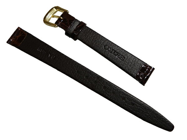 12mm セイコー 時計 ベルト 革 バンド DA58 ワニサイド こげ茶【送料無料】