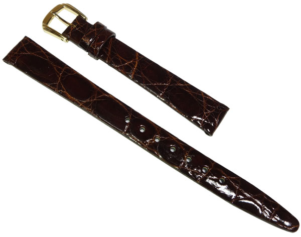 12mm セイコー 時計 ベルト 革 バンド DA58 ワニサイド こげ茶【送料無料】