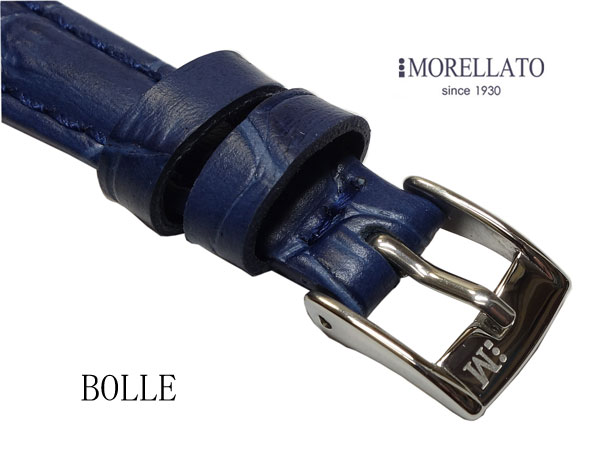 モレラート MORELLATO 時計バンド 　ボーレ BOLLE カーフ型押　ブルー　レディース