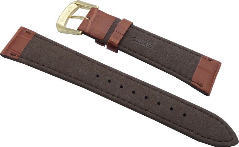 19mm セイコー 時計バンド ベルト DEL6 クロコダイル 茶【送料無料】