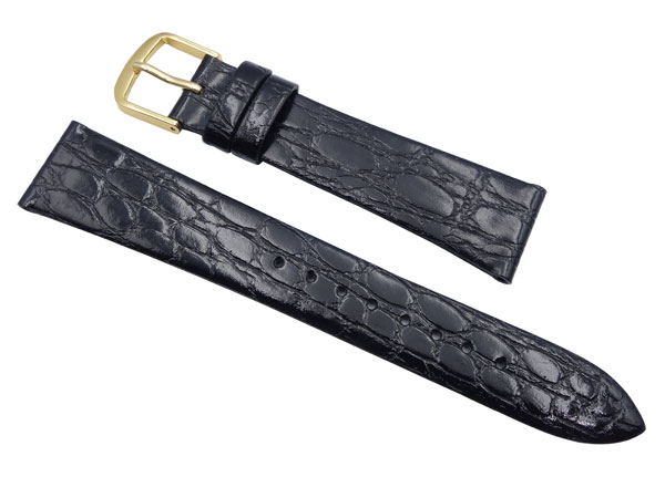19mm セイコー 時計バンド ベルト DAP8 牛革ワニ型押 黒 正規品【送料無料】